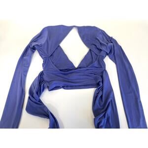 Urban Outfitters Women's Phoenix Plunge Tie Back Top in Blue Size Extra Small